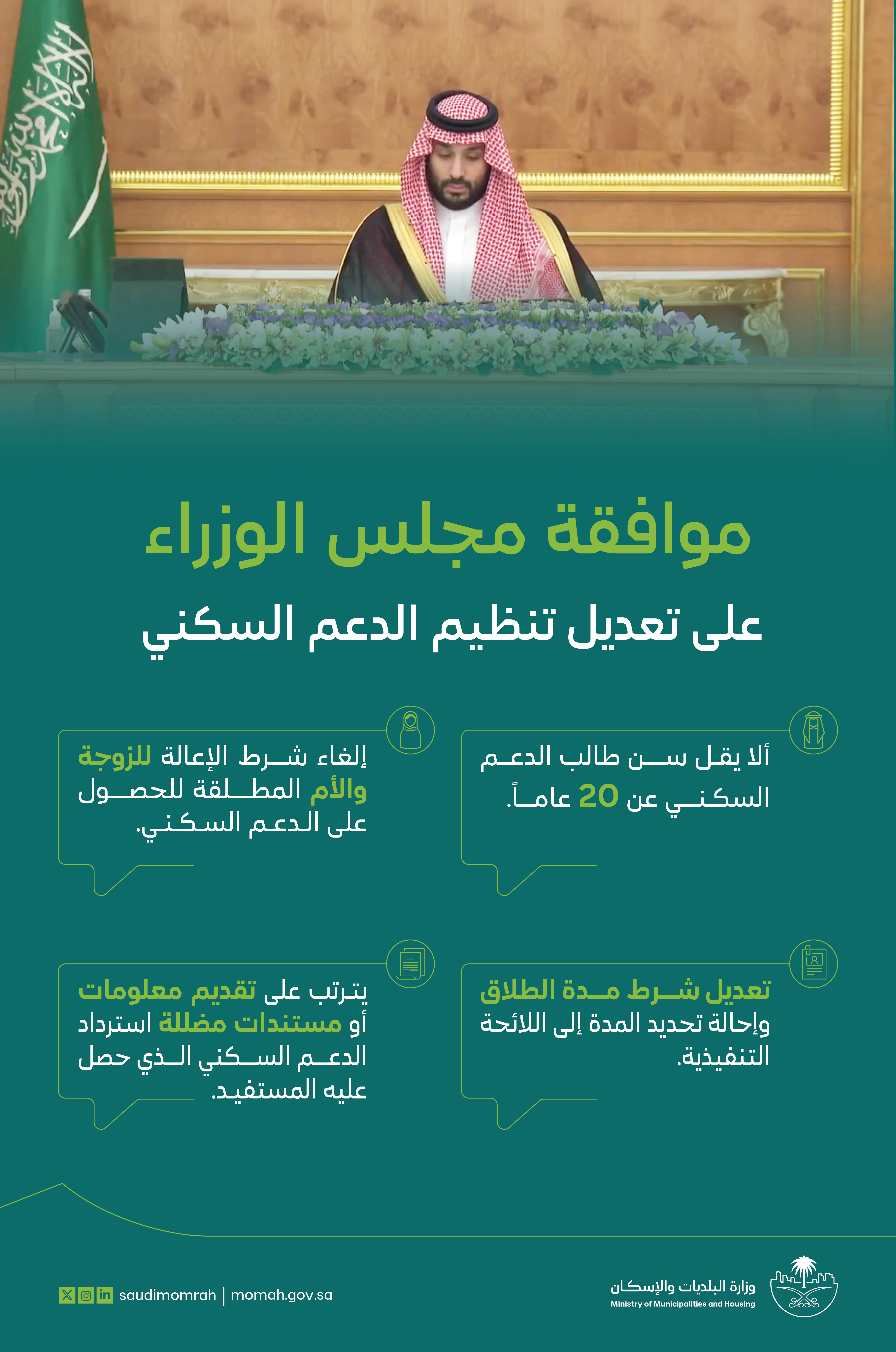 وزير البلديات والإسكان يشكر القيادة لموافقة مجلس الوزراء على تعديل تنظيم الدعم السكني ا